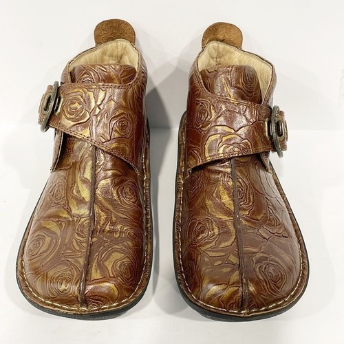 Scarpe Alegria by PG Lite stivaletto marrone Caiti floreale in pelle goffrata taglia 6 - Foto 5 di 14