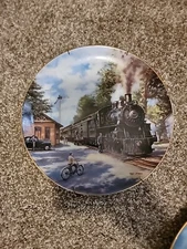 Collectible Plate Train Locomotive The Morning Local Ted Xaras 8.5" Vintage