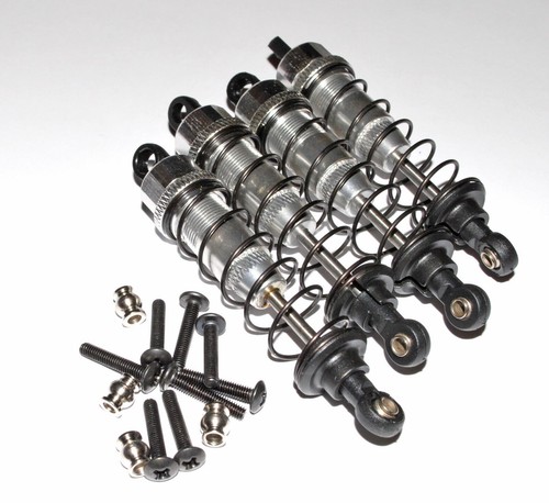 Rc Car Aluminium Suspension Front & Rear Silver Shocks Set For Tamiya Blackfoot - Picture 4 of 5
