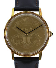 Orologio meccanico svizzero vintage 34 mm 20 dollari moneta oro placcato oro Ref: 7001!