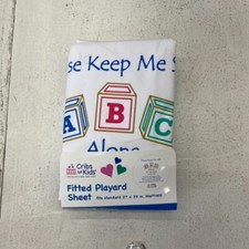 Cribs For Kids White "Please Keep Me Safe" Fitted Playard Sheet 27in x 39in NEW
