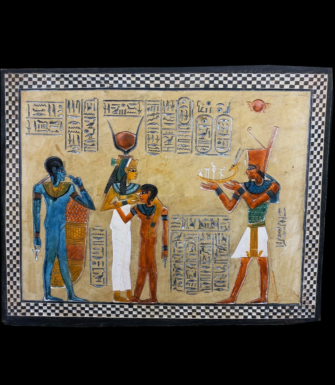 Stunning wall relief of goddess ISIS feeding Horus the sky god