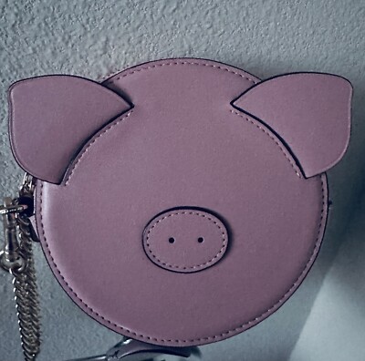 Coach Year of The Pig Pink Leather Round Zip Coin Purse Charm