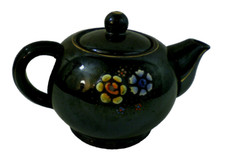 Tea Pot Moriage Redware short spout small dark brown lusterware Occupied Japan