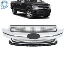 For 2018-2020 Ford F-150 F150 Platinum Front Bumper Upper Grille Chrome