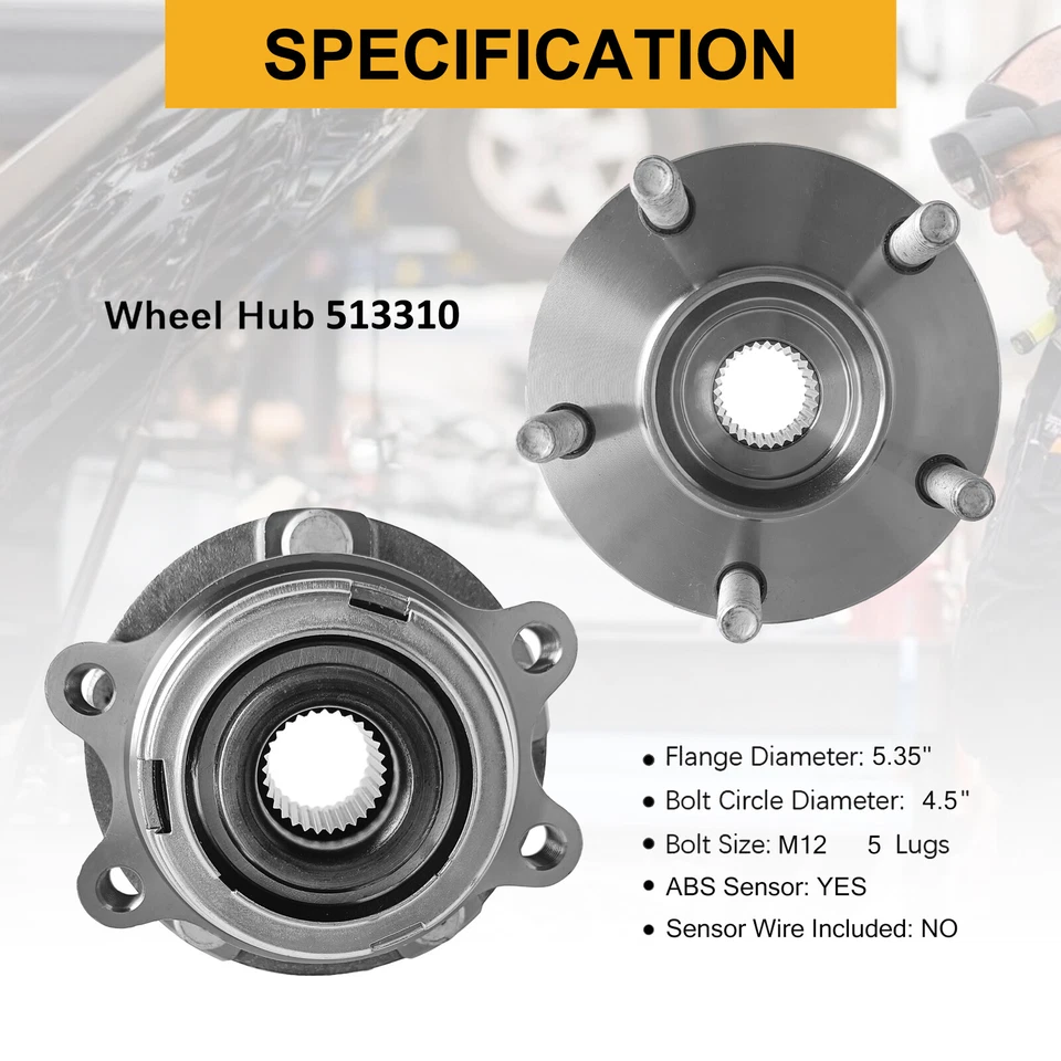 Pair Front Wheel Bearing & Hubs for 2004 2005 2006 2007 2008 2009 Nissan Quest Foto 3 de 4