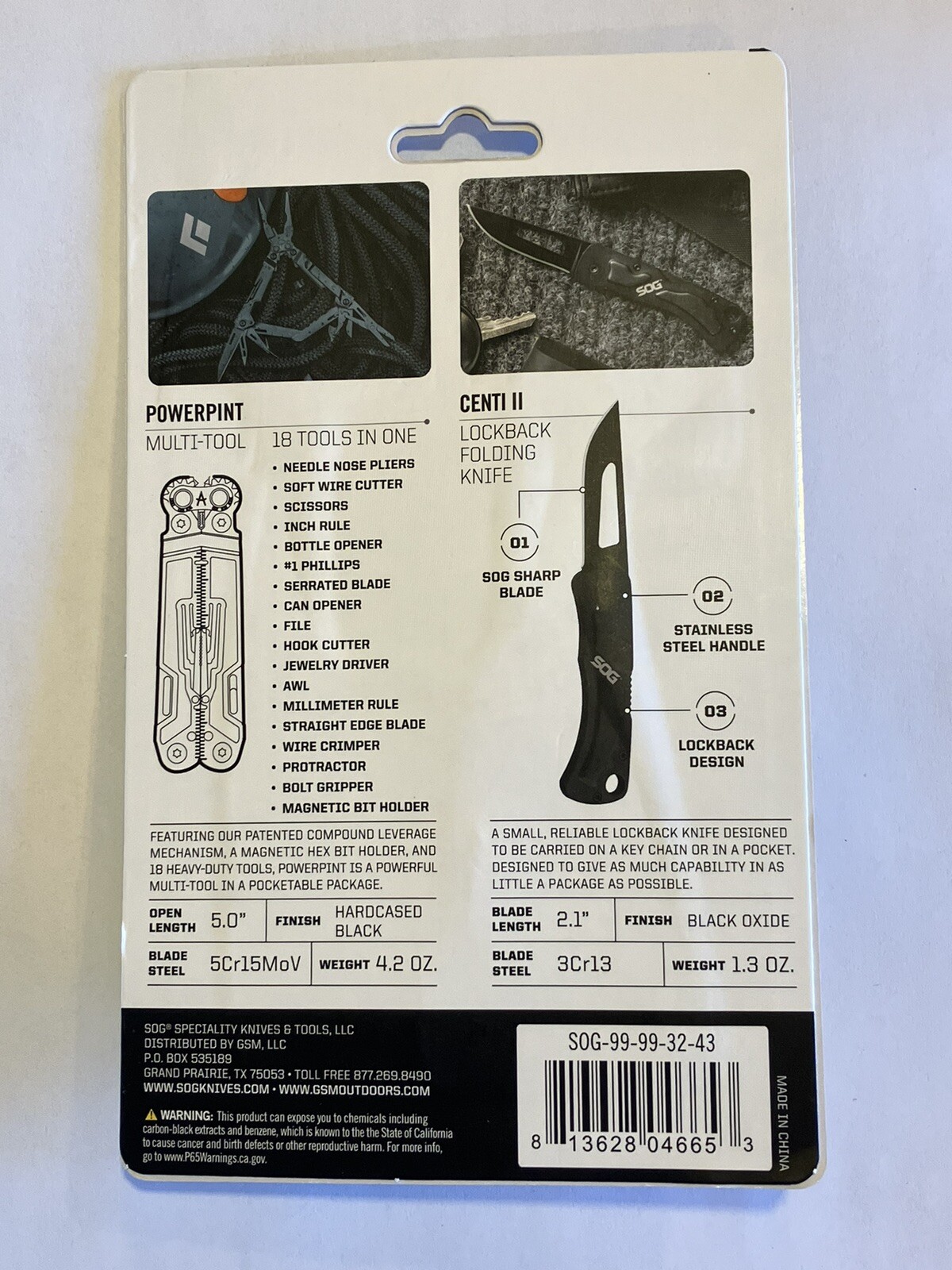 SOG PowerPint Multitool And Centi II Kit Knife - Black - NEW 18 Tools In 1. #3