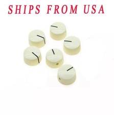 6x Vintage Barrel Guitar AMP Knobs Round Amplifier Knobs w/ Set Screw Aged White
