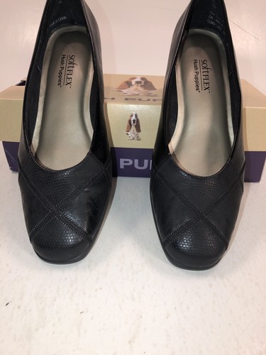 Hush Puppies Soft Flex Laura III Women's Black Leather Low Heel Dress Pumps 7M - 第 1/12 張圖片