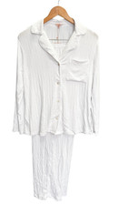 Eberjey Womens Gisele Rib Long Pajama Set White XS Brand New With Tags