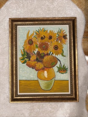 Van Gogh Sunflowers Painting Handcrafted Exact Brushstroke Museum Reproduction