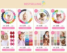 20pcs 2'' Baby Hair Bows Ties, Hair Rubber Bands for Baby Girls Soft Elastic Nyl
