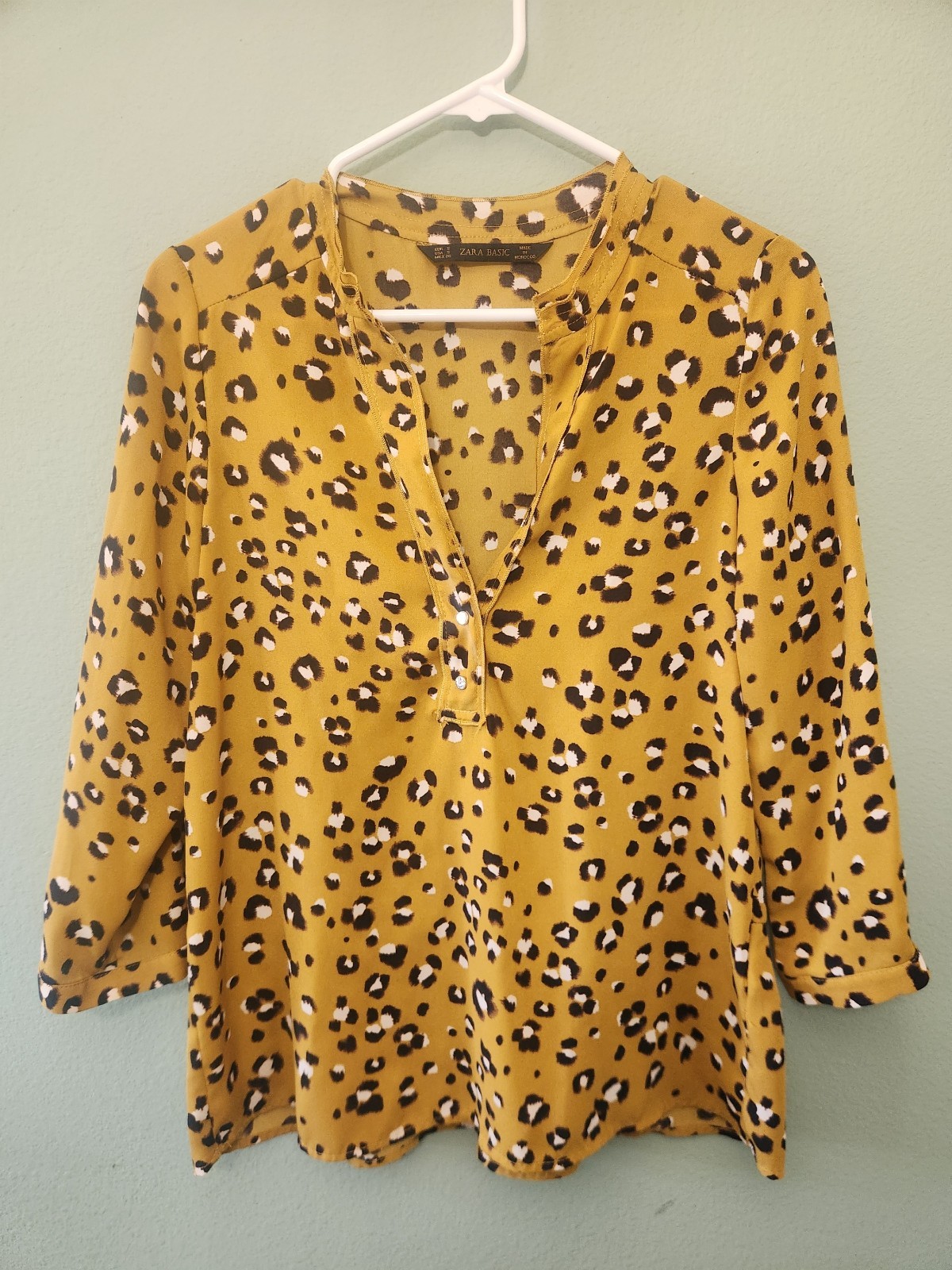 ZARA Basic Blouse Top With Leopard Print, Size S - image 1