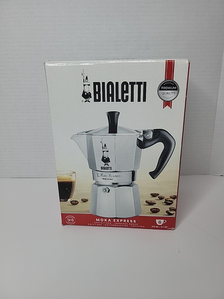 Bialetti Moka Express 6-Cup Stovetop Coffee Maker Silver-New