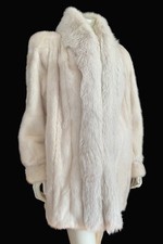 MINK FOX Fur Coat, Beige Real Vintage Jacket, Winter Wedding Bolero Stole
