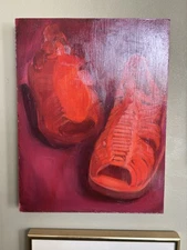 Red Sandal Oil Painting by Birmingham MI Artist Claudia Shepard (1999) Signed