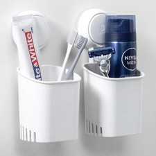 Toothbrush Holder Strong Suction Cup Rack Bathroom Wall Mounted Toothpaste Shelf
