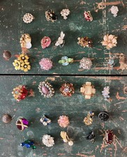Vintage Clip on Earrings - Pronged Some Signed Lot of 30 Singles