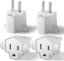 Portable 3 Prong to 2 Outlet Adapter, Fireproof 392℉ 3-2 Ivory White 