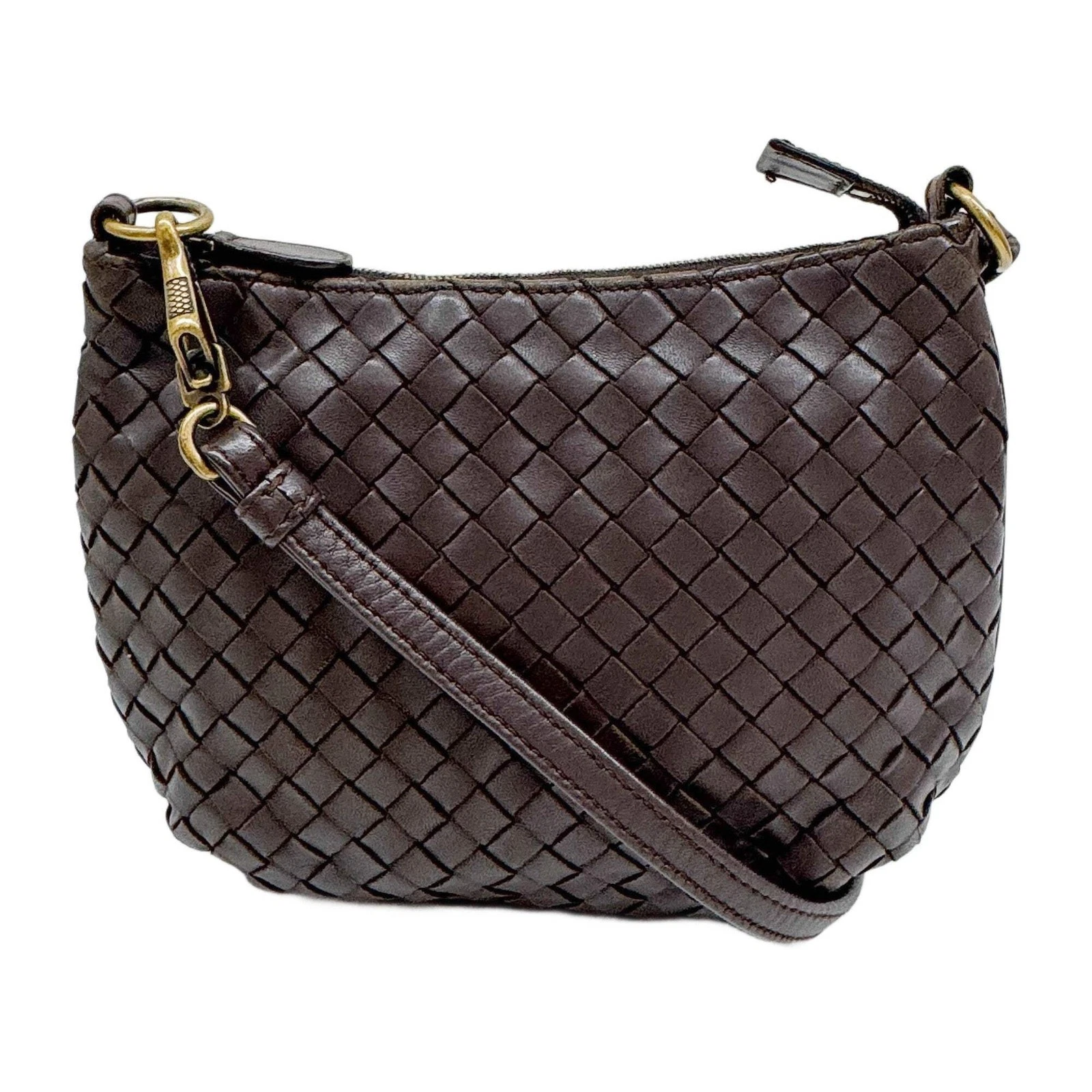 Bottega Veneta — BOTTEGA VENETA Brown Intrecciato Leather Shoulder Bag
