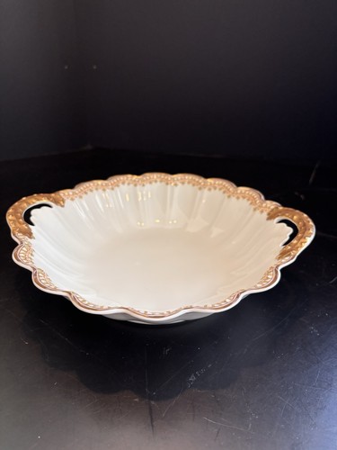 Haviland Limoges Handled Vegetable Bowl Clover And Gilt