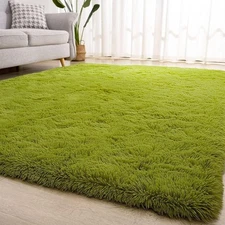 Kelarea Super Soft Shaggy Rug 5' x 8' (Rectangular), Grass Green 