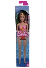 Barbie 12.7" Beach Doll Blond Hair/Blue Eyes with Pink Palm Tree Swimsuit NEW