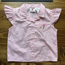 Young Hearts Girls Size 6 Pink Checkered Floral Vintage Retro Toddler Shirt