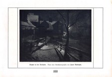 Nachts in der Vorstadt - Hans Rudolphi - 1911 - Historischer Kunstdruck ~28x19cm