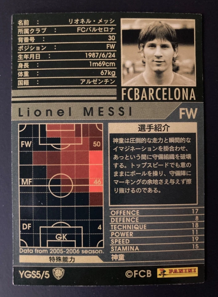 2005-06 Panini WCCF European Clubs Young Star YGS Lionel Messi refractor card - Image 2 of 2