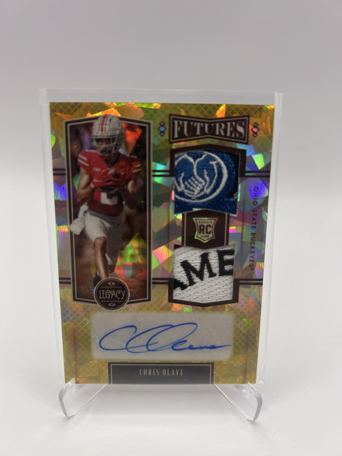 Chris Olave Panini Legacy Futures Dual Patch Autograph #FDCO Yellow Diamond
