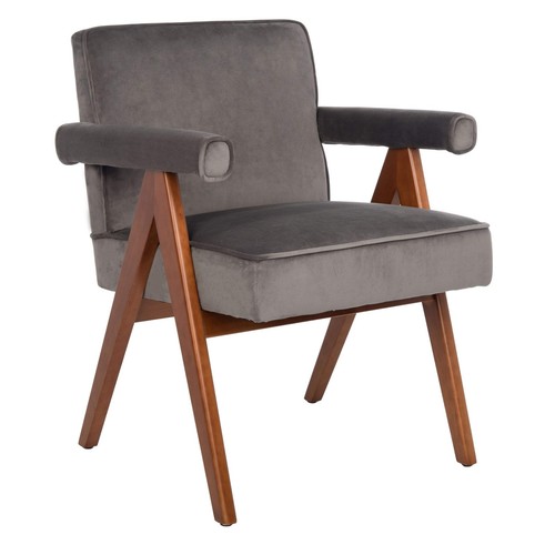 Home Collection Suri Navy and Walnut Mid-Century Arm Chair - Picture 2 of 9