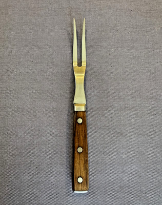 Deluxe Personna Stainless USA Carving Kitchen Fork Wood Handle Brass Rivets VGC