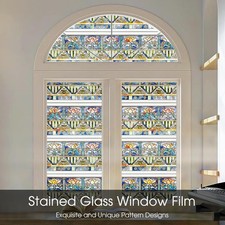 Stained Privacy Glass Window Film Decorative 3D Carving Isolate UV Radiation