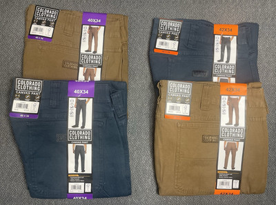 Colorado Clothing Men's Canvas Pant Lot of 2 Brown & Blue 40x34 OR 42x34 NWT