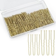 200pcs U-Shaped Bobby Pins 2.4 2 in for Buns with Storage Box Gold