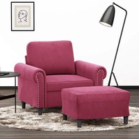 Sessel Mit Hocker Samt Weinrot 60 Cm Sitzbreite Polstersessel