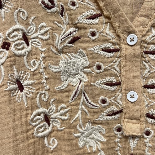 karyn seo Tan Boho Embroidered Blouse Size S - Picture 8 of 9