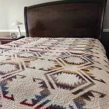 PENDLETON Avra Valley Fleece Blanket King South Western Aztec Sherpa 110x92