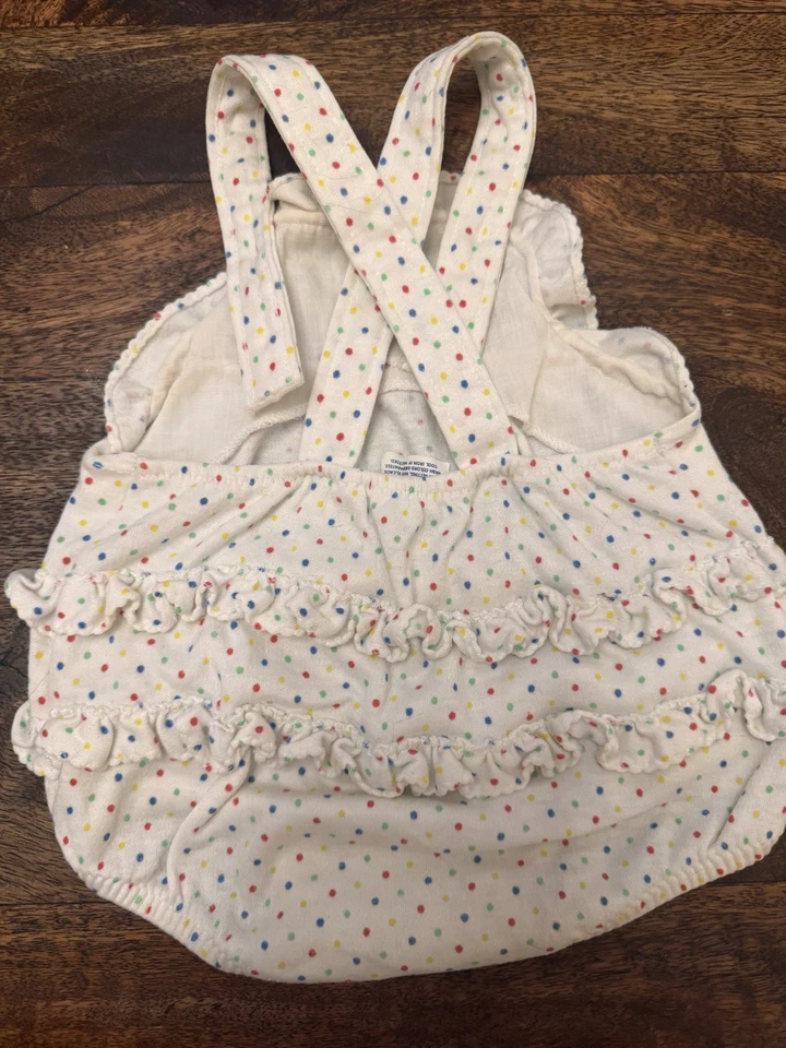 Mono mameluco vintage Carters con volantes lunares blancos 12 meses niñas Foto 2 de 4