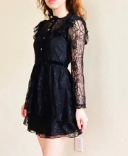 Zara Mini Dress Lace Whimsigoth Ethereal Dark Romantic Black Size M