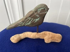 Vintage Carved Wood Pelican And Bird on Driftwood Sea Artwork Sculpture