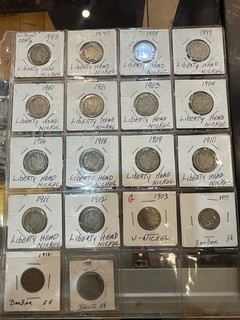 Liberty 'V' Nickel Coin Lot of 18 Circulated Nickels Mixed Dates