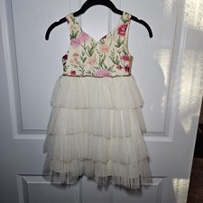 American Princess Little Girls Size 5 Embroidered Floral Tiered Dress