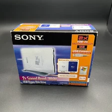 Sony USB Floppy Disk Drive 2X Speed FDD White Compact MPF88E Vintage