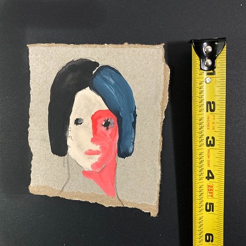 Portrait Painting Woman Painterly Abstract Pink Naive Outsider Art Miz Katie - Picture 2 of 13