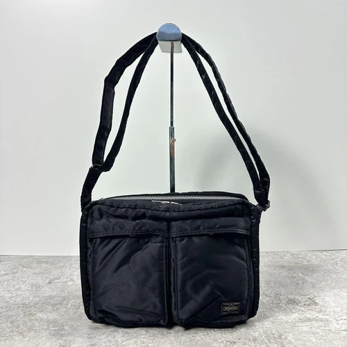 Porter Tanker Shoulder Bag Black 2 Layers YKK Zipper Unisex 28x20x8cm - Picture 2 of 13