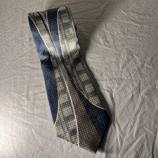 Roff  Accessories Vintage Blue Tan Gold Abstract Men  s Tie 100 Silk Made in USA