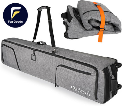 Ski Bag with Wheels Padded Snowboard Bag for Air Travel 600D Waterproof Fabric