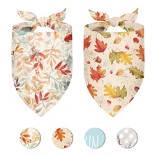 2 Pack Small Fall Dog Bandana Thanksgiving Leaf Pet Scarf Reversible Bibs